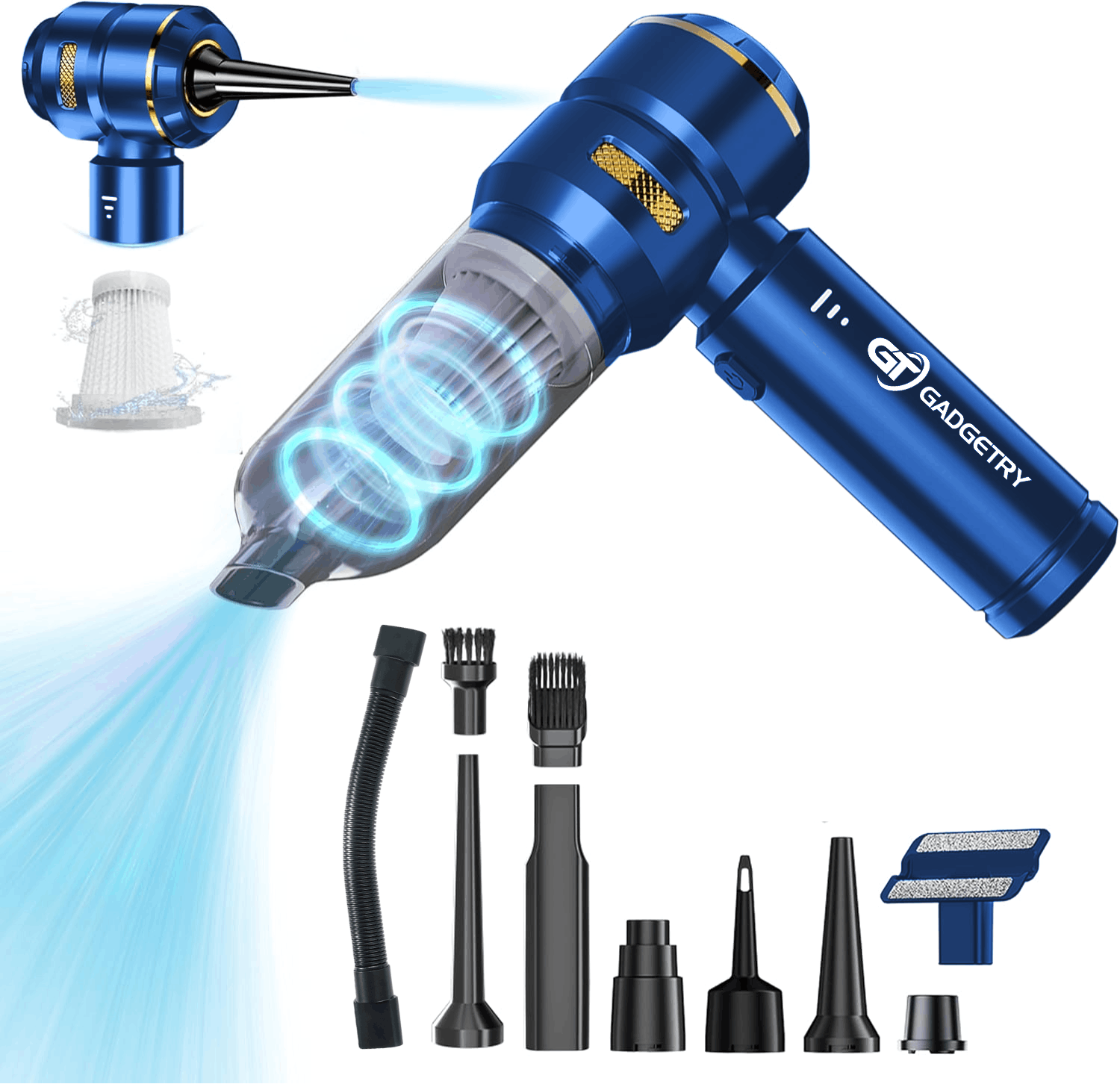RESIGILAT: Aspirator Auto Portabil Gadgetry cu Acumulator 7500mAh 4 in 1, 18000Pa, 3 Viteze, 100W