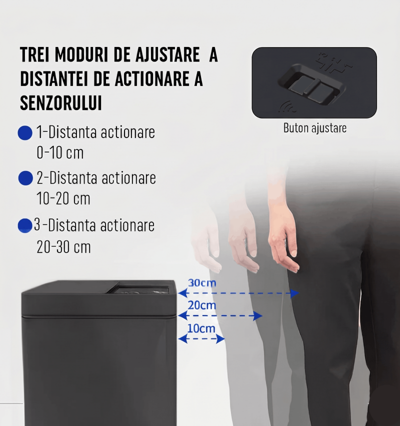 Automatic Sensor Trash Can, 50L Capacity, with Anti-Odor Sliding Lid