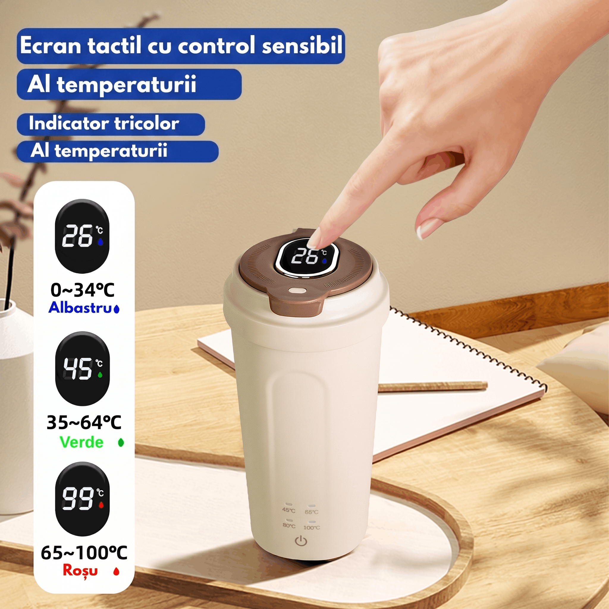 Portable Kettle, Electric Thermos 500ML, 4 Temperature Presets, Touch Screen for Temperature Display