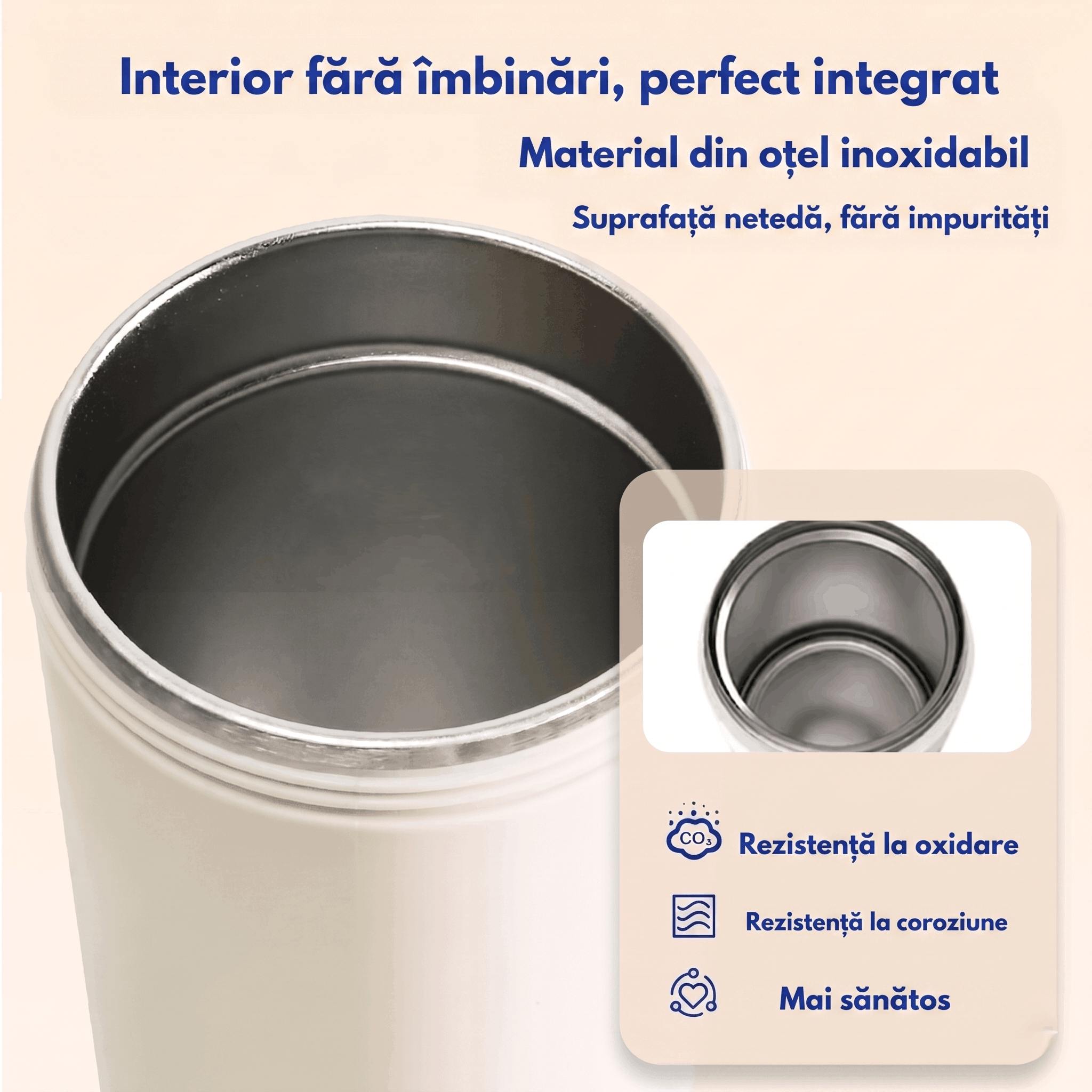 Gadgetry Fierbator Portabil, Termos Electric 500ML, 4 Presetari de Temperatura, Ecran Tactil Pentru Afisarea Temperaturii