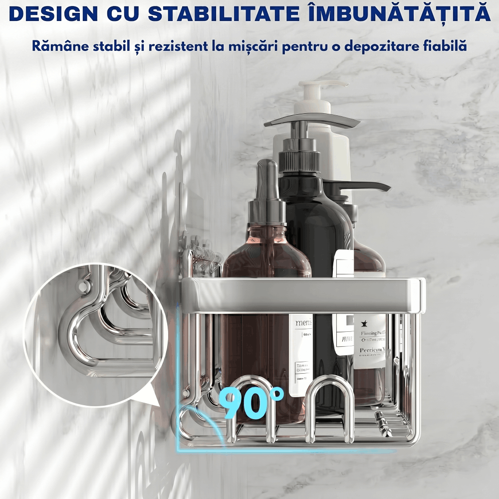 Gadgetry Raft de Dus, Etajera Baie si Bucatarie, Din Otel Inoxidabil, Pentru Depozitare in Bucatarie, Organizator Baie, set 6 rafturi de dus, Gel Dus, Montaj Fara Gauri, Gadgetry