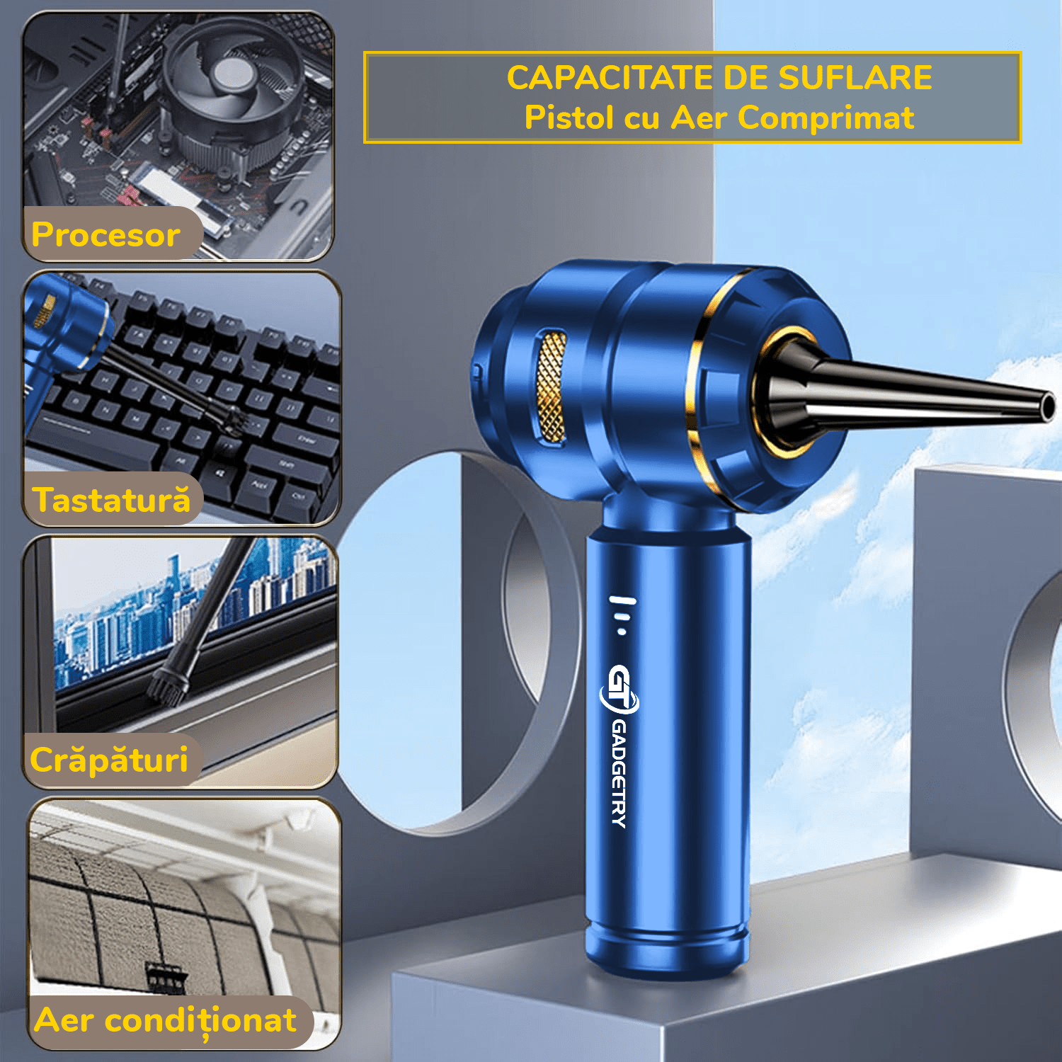 RESIGILAT: Aspirator Auto Portabil Gadgetry cu Acumulator 7500mAh 4 in 1, 18000Pa, 3 Viteze, 100W