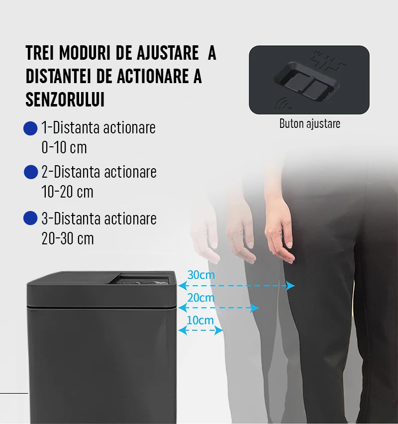 RESEAL: Gadgetry Black Automatic Sensor Trash Can, 50L Capacity, with Anti-Odor Sliding Lid, Negative Ion Generator for Air Purification, and a Silent Open/Close.