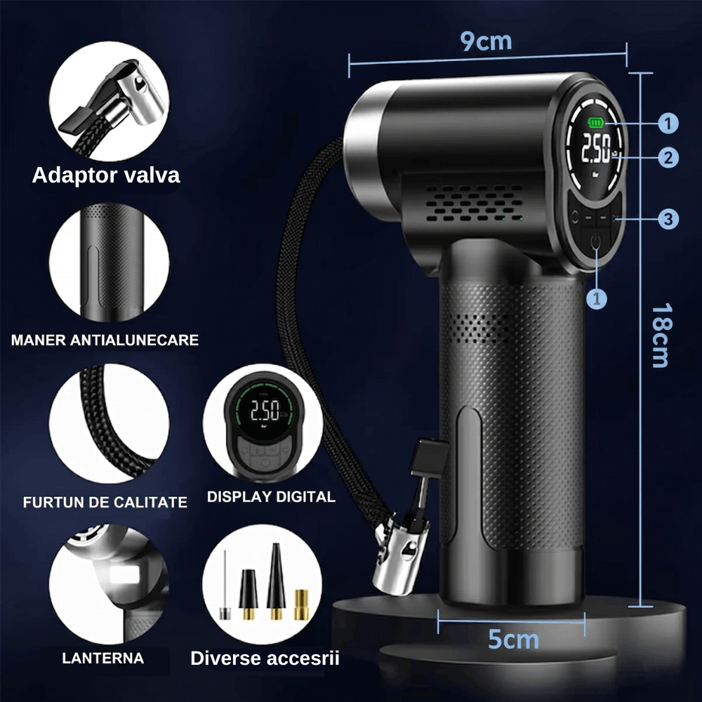 Portable Rechargeable Digital Car Air Compressor, Gadgetry, 150 Psi, Electric Pump