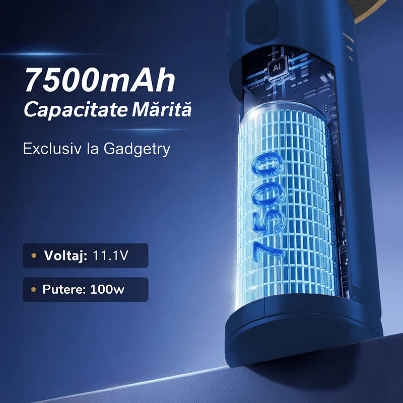 Portable Car Vacuum Cleaner with 7500mAh Battery 4 in 1, 18000Pa, 3 Speeds, 100W