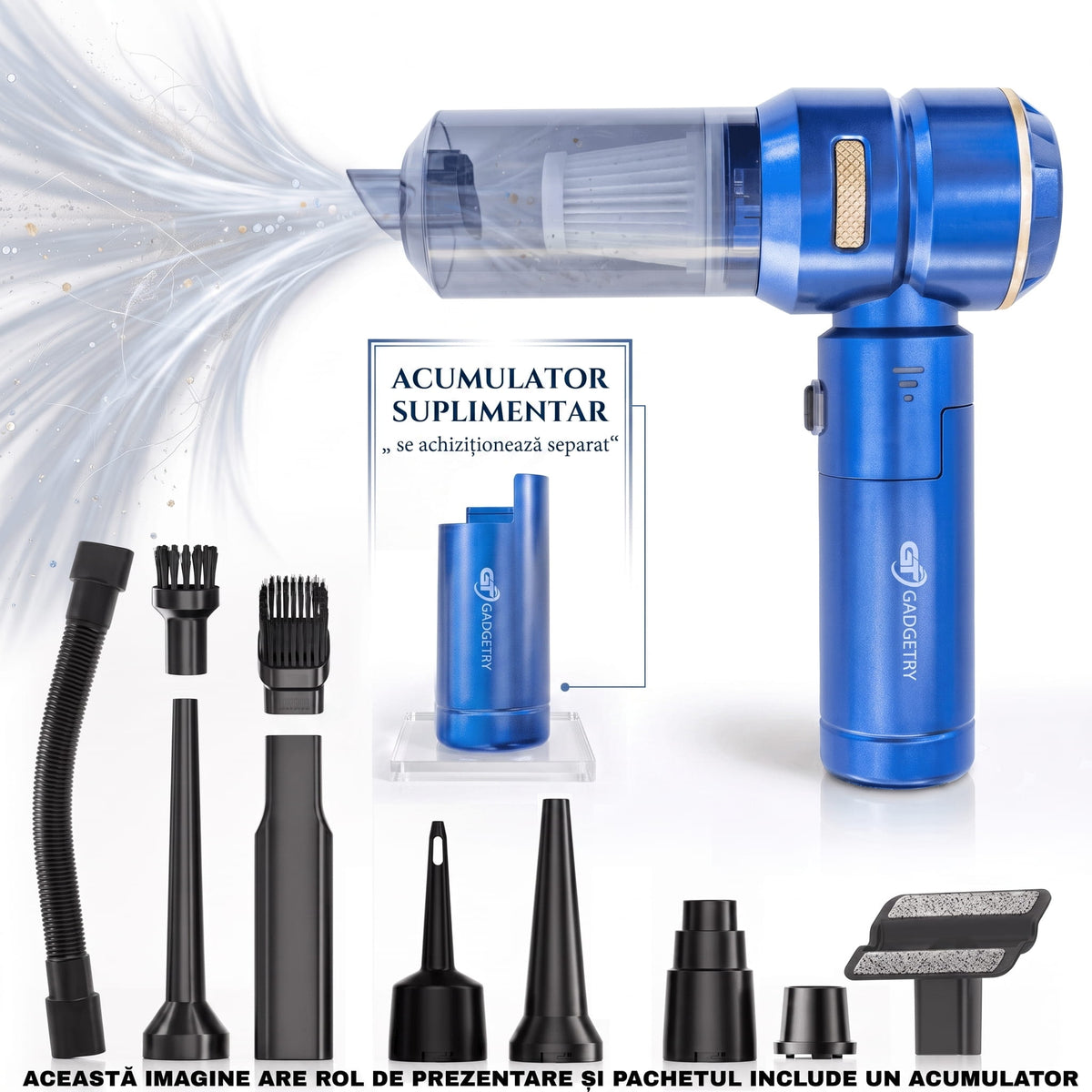 Portable Car Vacuum Cleaner with 7500mAh Battery 4 in 1, 18000Pa, 3 Speeds, 100W