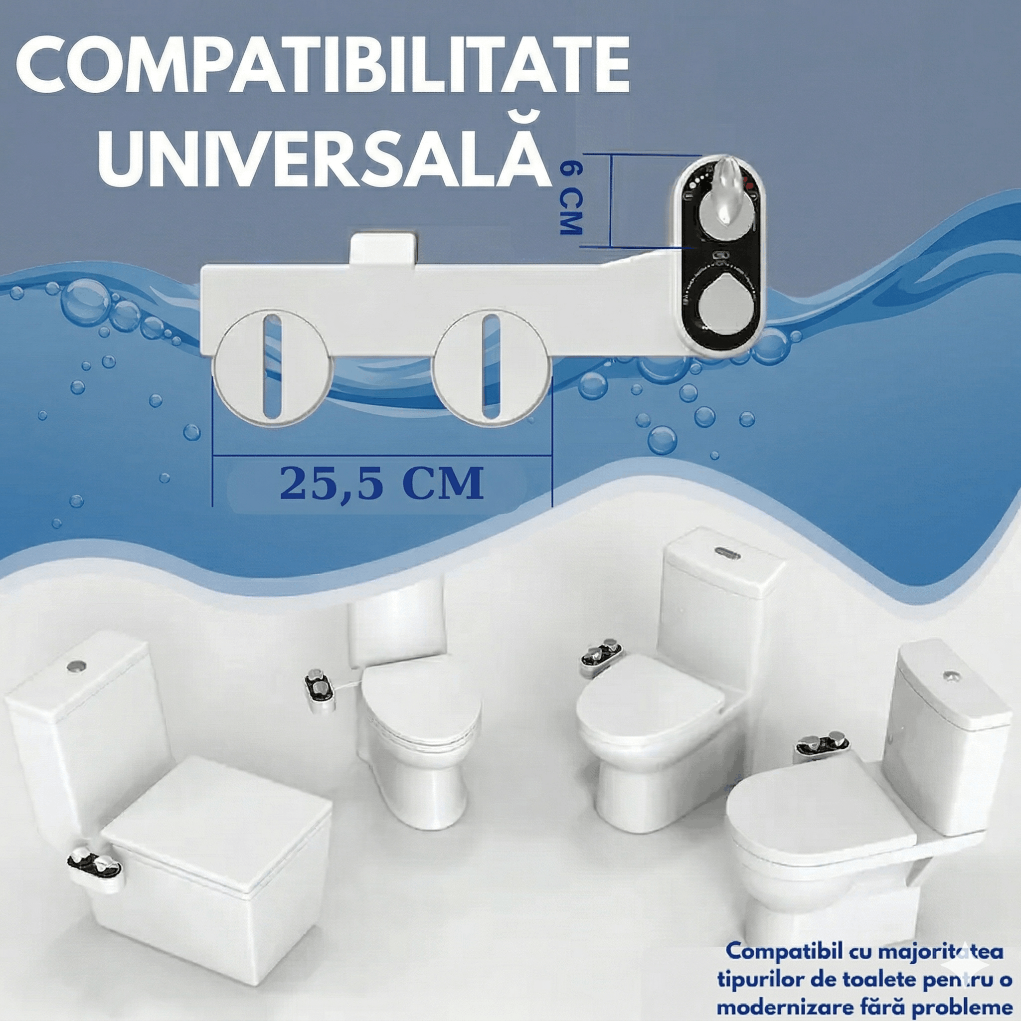 Gadgetry Toilet Bidet with Hot and Cold Water Attachment, Self Cleaning, Pressure Control, For Personal Hygiene, with Automatic Flushing