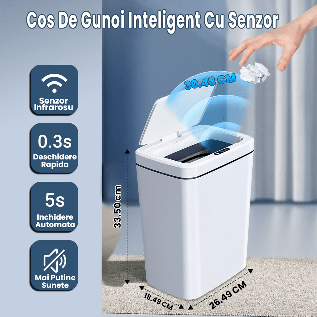 Cos de gunoi cu senzor 16l alb