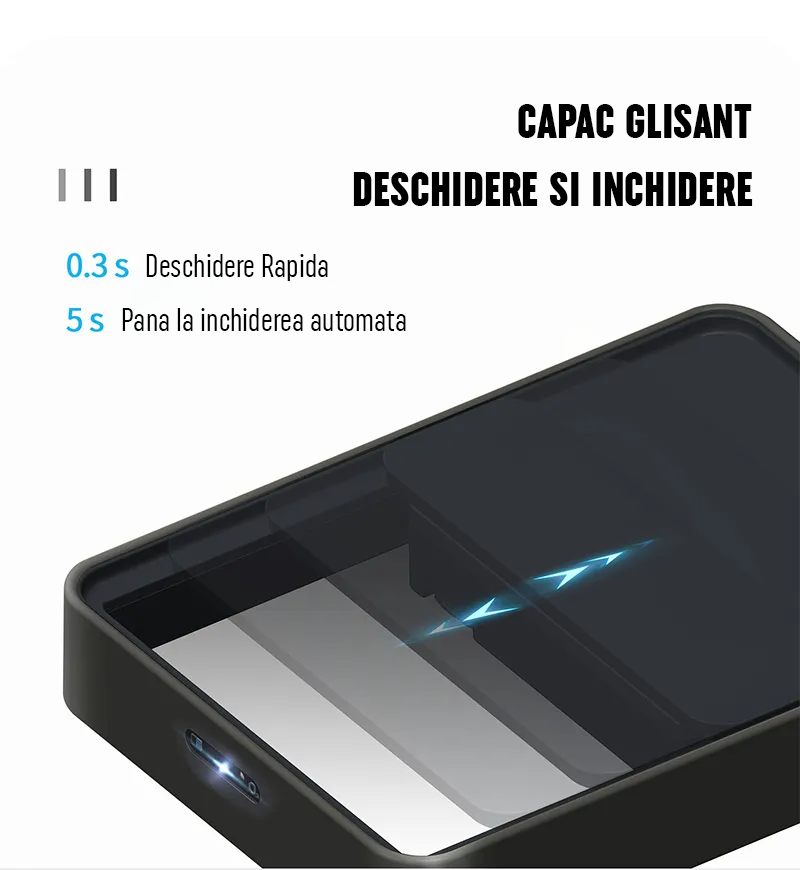 RESIGILAT: Cos de Gunoi cu Senzor Automat Negru Gadgetry, Capacitate 50L, cu Capac Glisant Anti-Miros, Generator de Ioni Negativi pentru Purificare a Aerului, si o Deschidere/Inchidere Silentioasa.