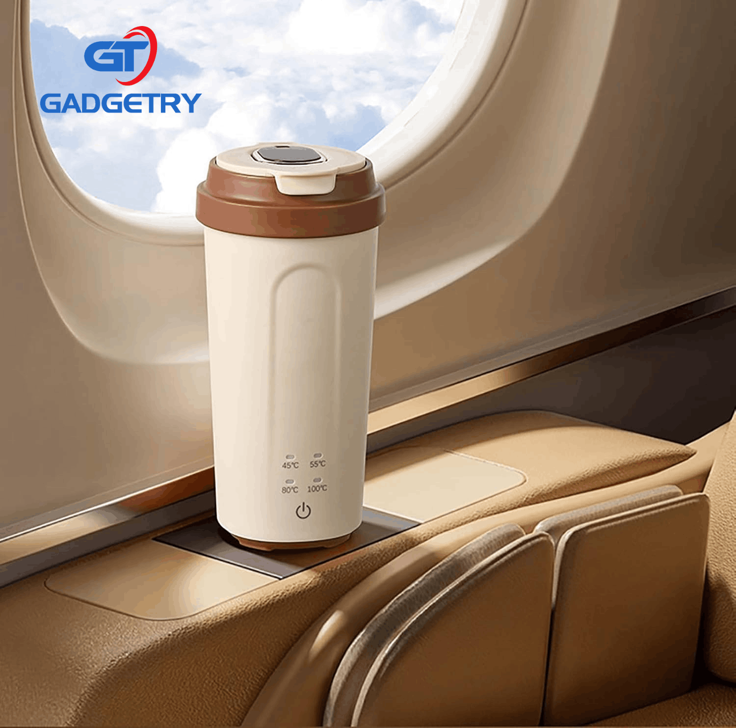 Gadgetry Fierbator Portabil, Termos Electric 500ML, 4 Presetari de Temperatura, Ecran Tactil Pentru Afisarea Temperaturii