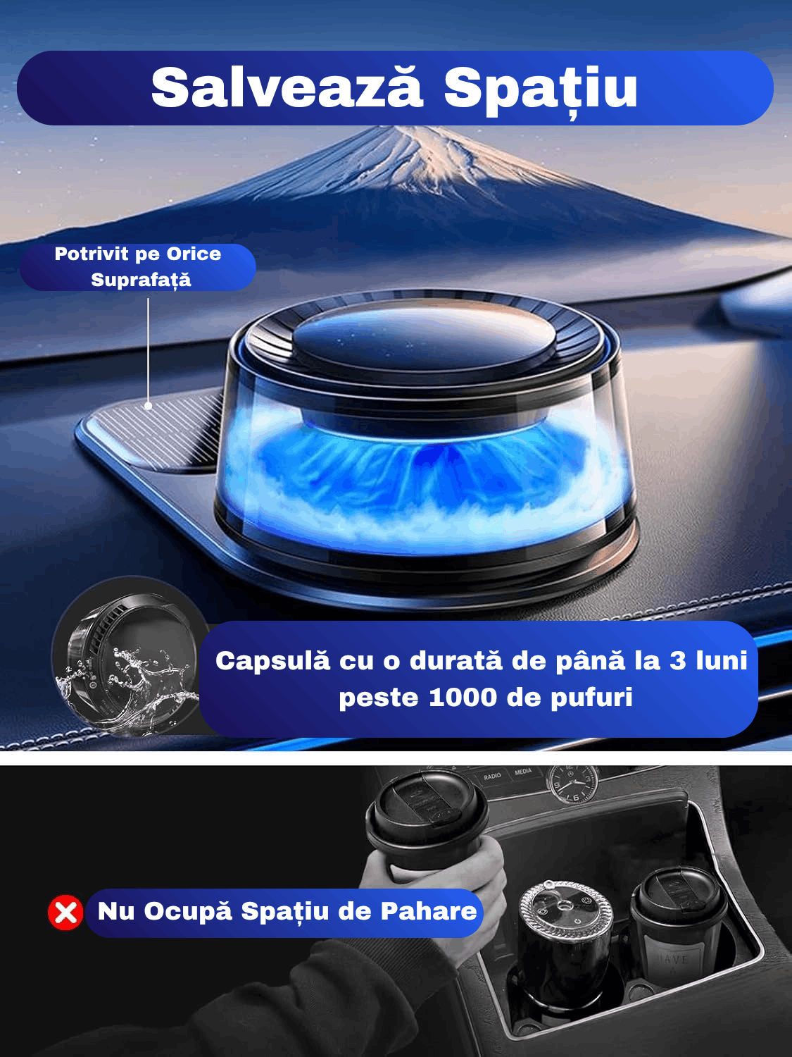 Car Air Freshener, Gadgetry Volcano Type Aromatherapy Diffuser