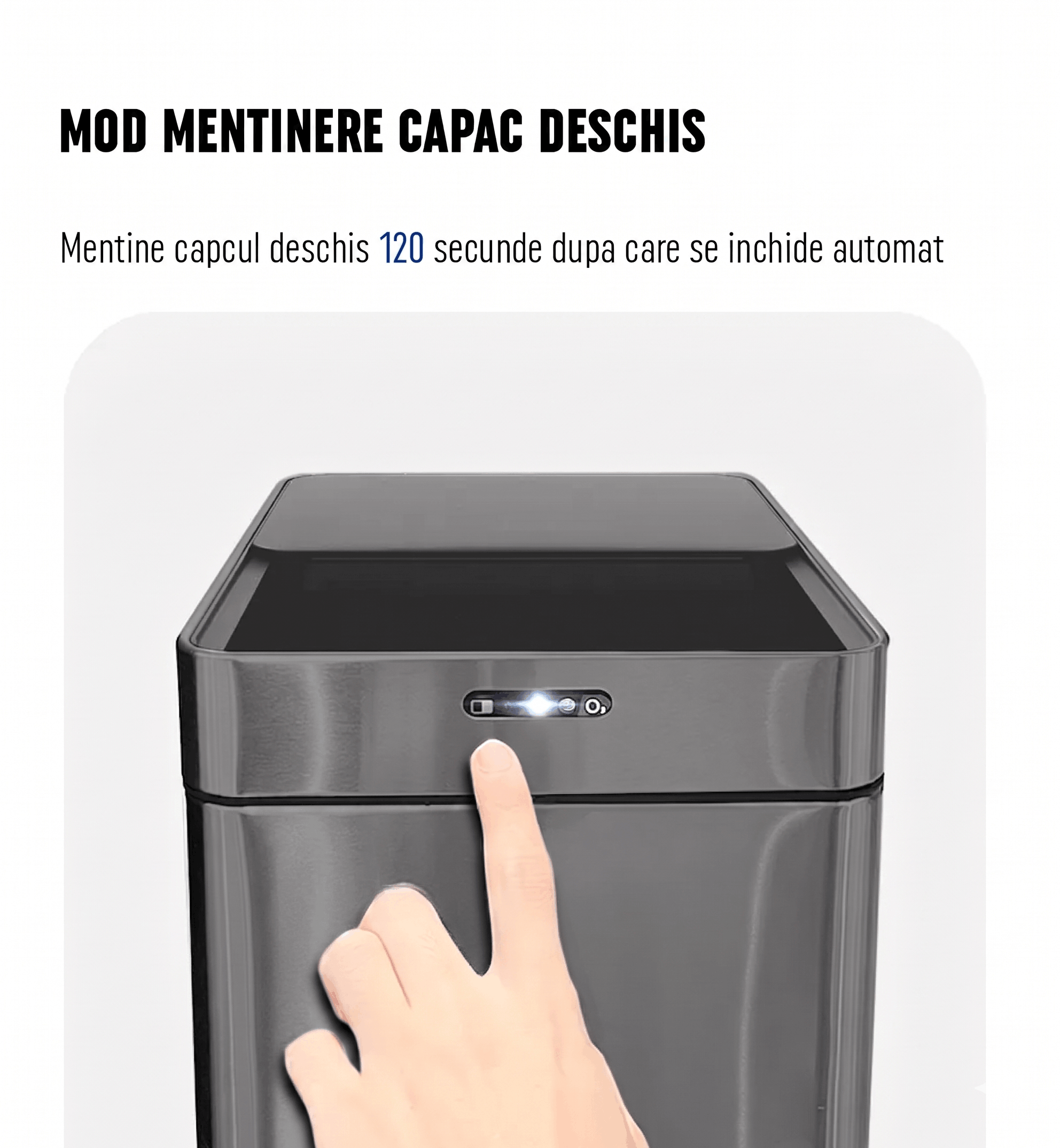 Automatic Sensor Trash Can, 50L Capacity, with Anti-Odor Sliding Lid